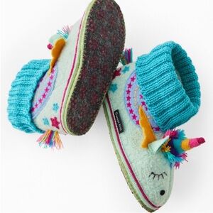 Garnet hill Kids boiled wool slippers new wool UNICORN NWT